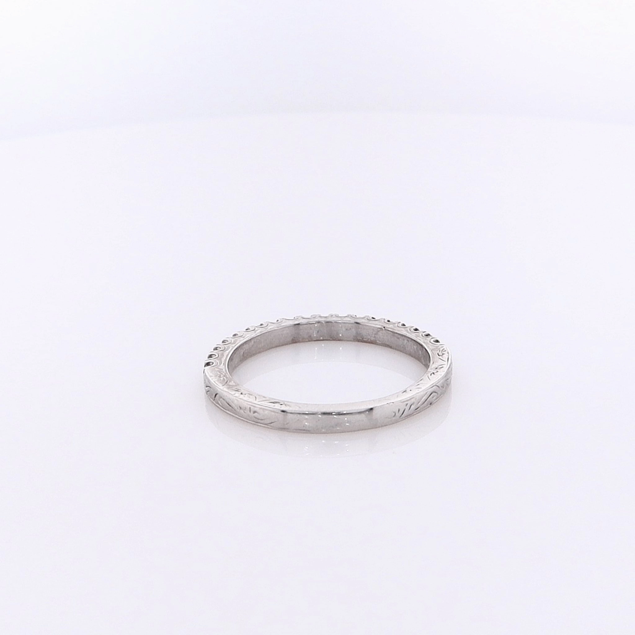 Estate Flyer Fit 18 Karat White Gold Vintage Diamond Wedding Band
