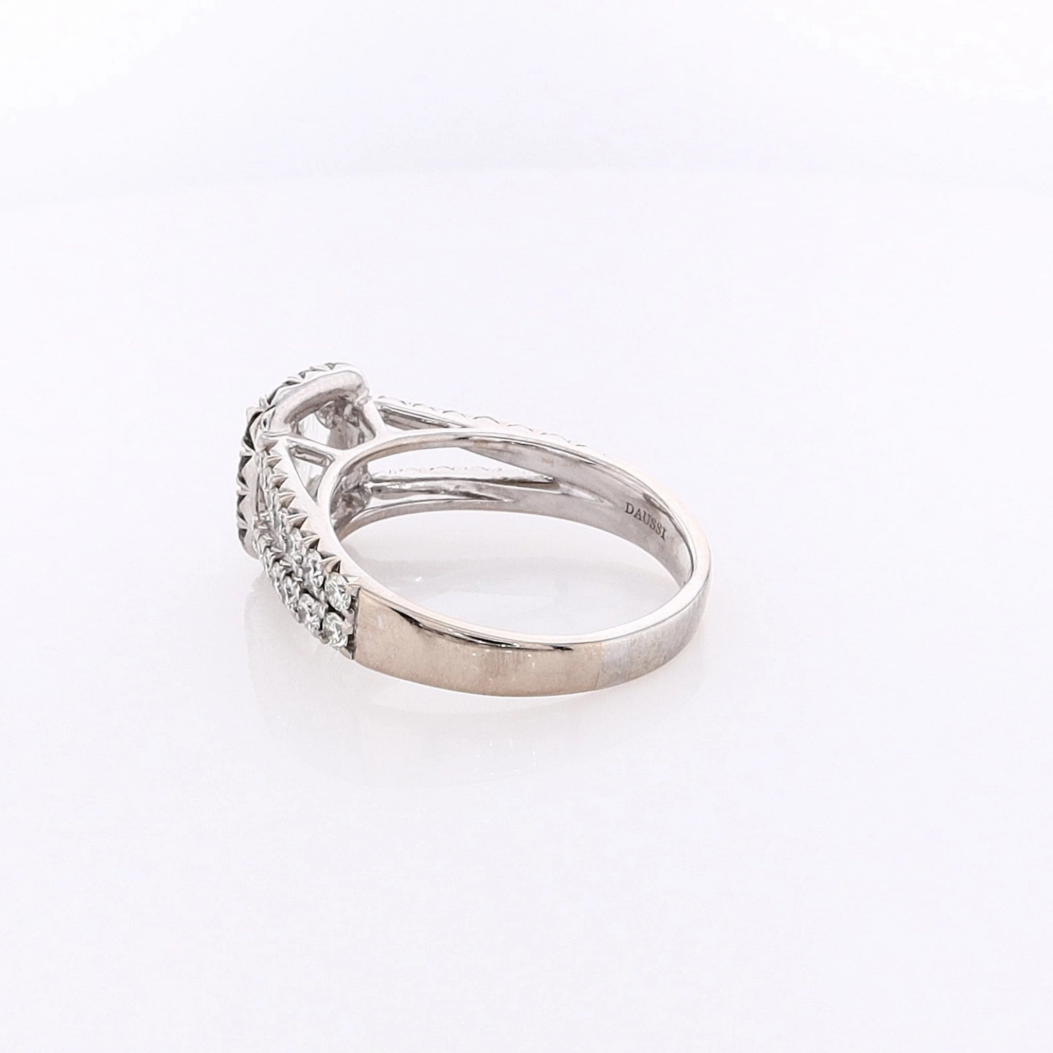 Estate Henri Daussi 18 Karat White Gold Diamond Engagement Ring