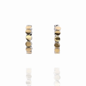 Estate John Hardy 18k Yellow Gold and Sterling Silver Dot Hoop Earrings