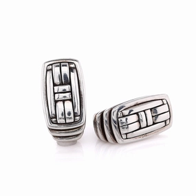 Estate John Hardy Sterling Silver Bedeg Collection Shrimp Design Omega Back Earrings