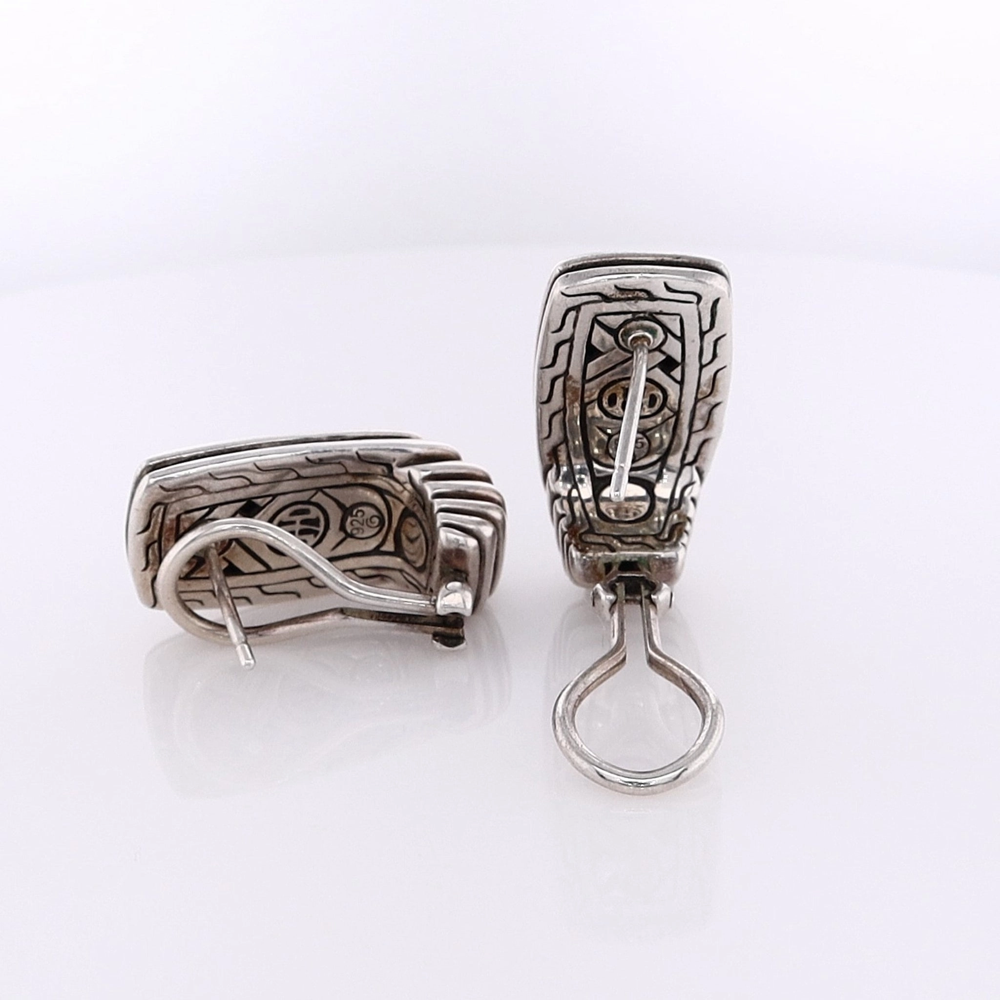 Estate John Hardy Sterling Silver Bedeg Collection Shrimp Design Omega Back Earrings