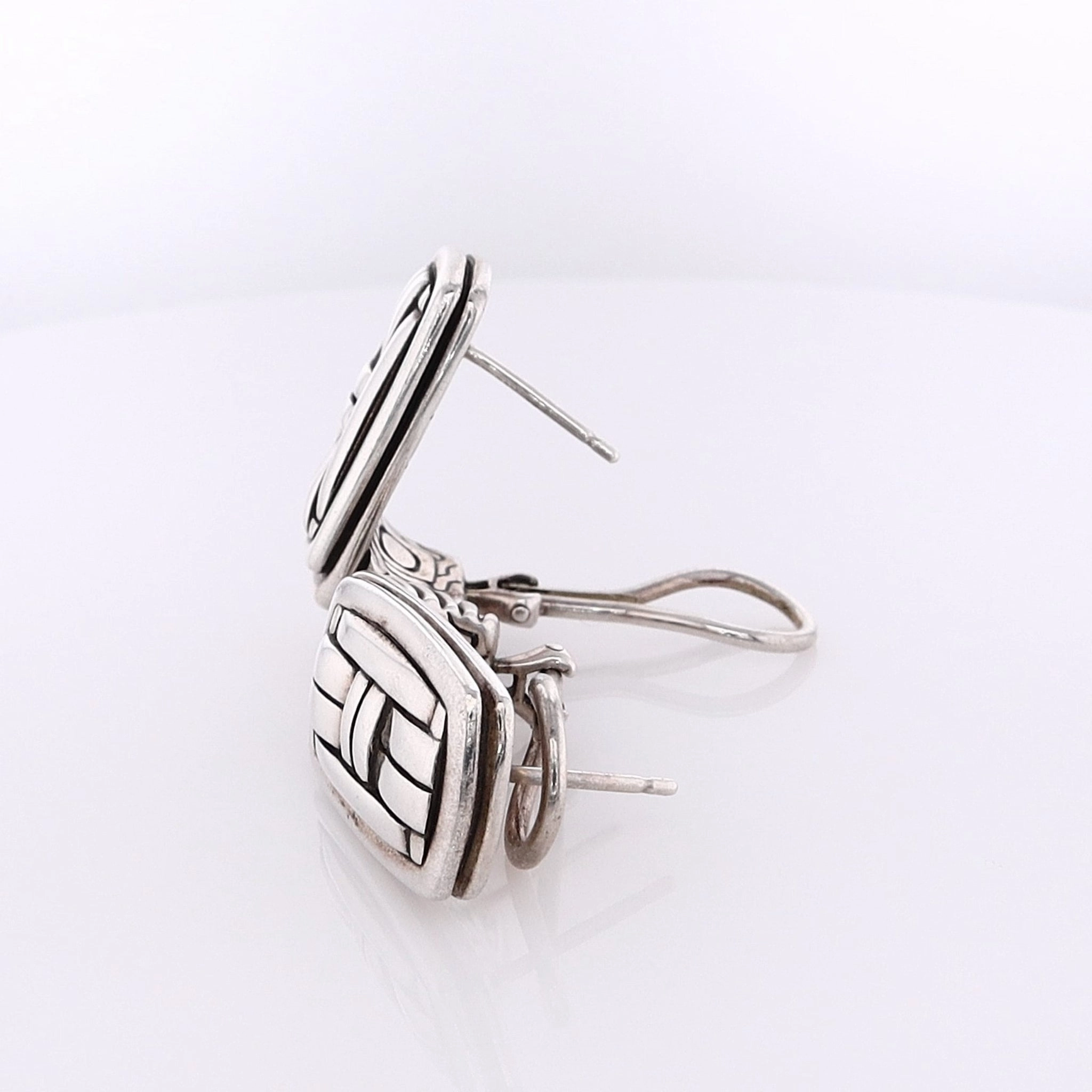 Estate John Hardy Sterling Silver Bedeg Collection Shrimp Design Omega Back Earrings
