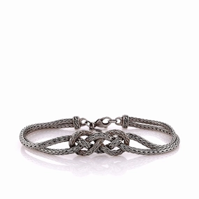 Estate John Hardy Sterling Silver Knot Link Double Strand Chain Bracelet