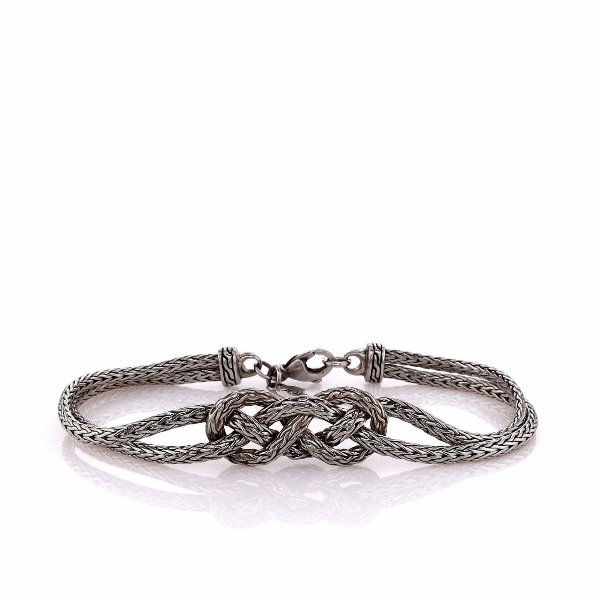 Estate John Hardy Sterling Silver Knot Link Double Strand Chain Bracelet