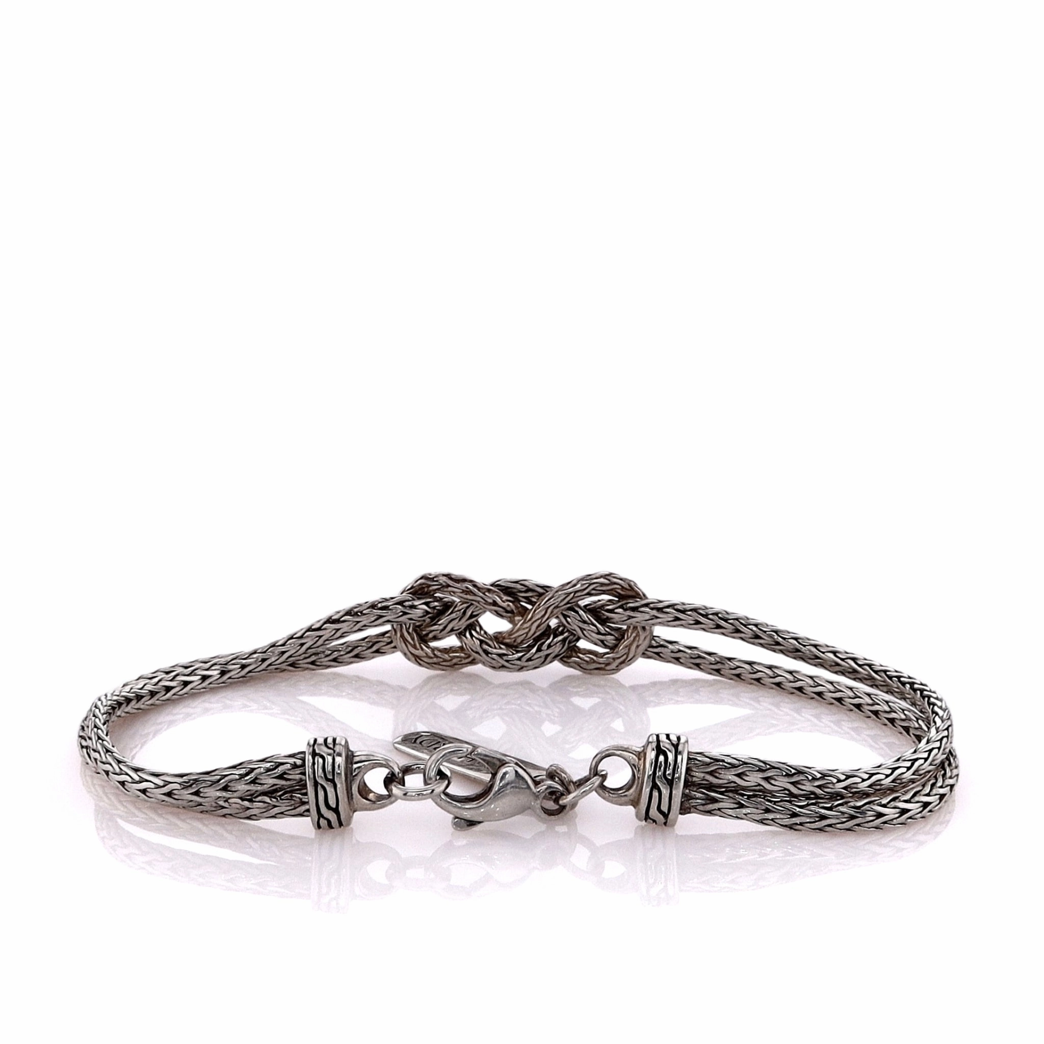 Estate John Hardy Sterling Silver Knot Link Double Strand Chain Bracelet