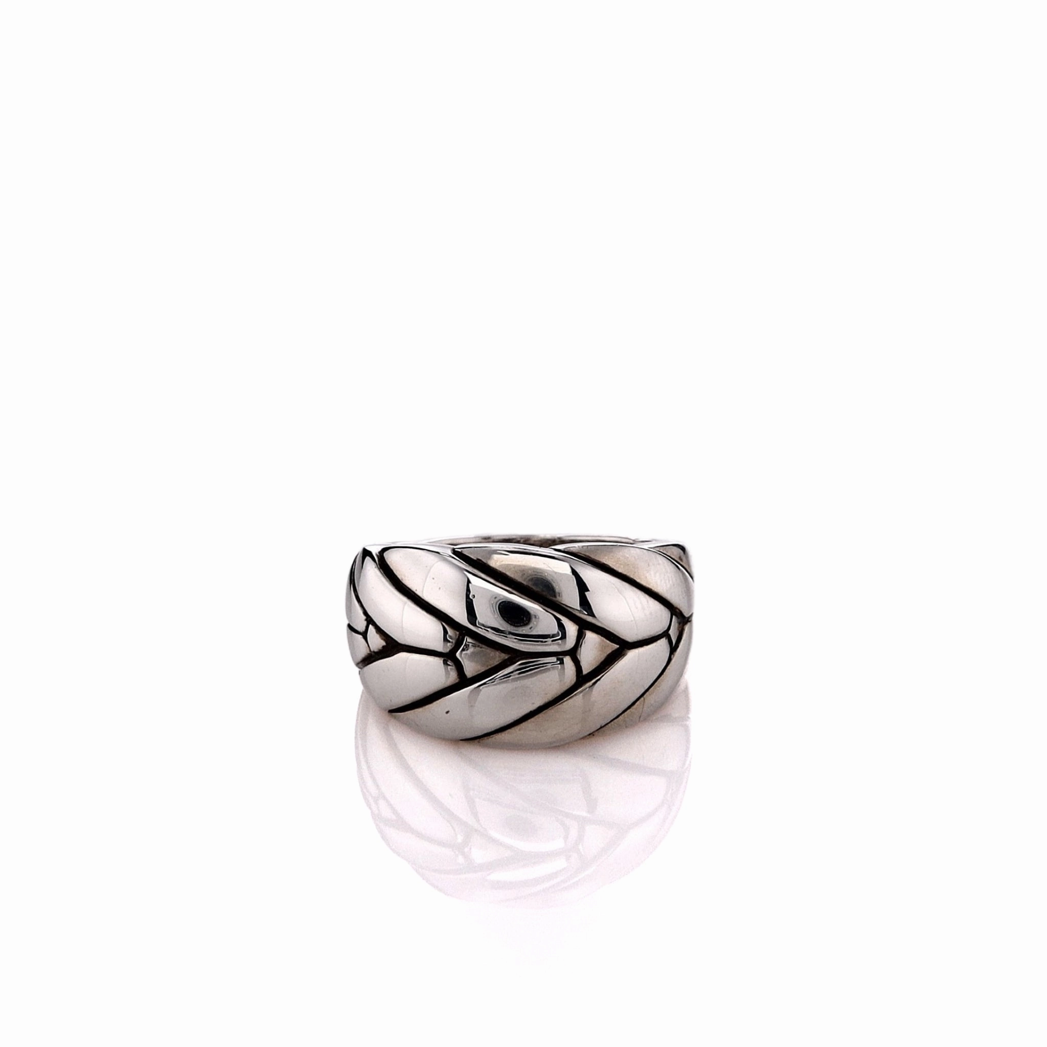 Estate John Hardy Sterling Silver Modern Chain Wide Tapered Ring