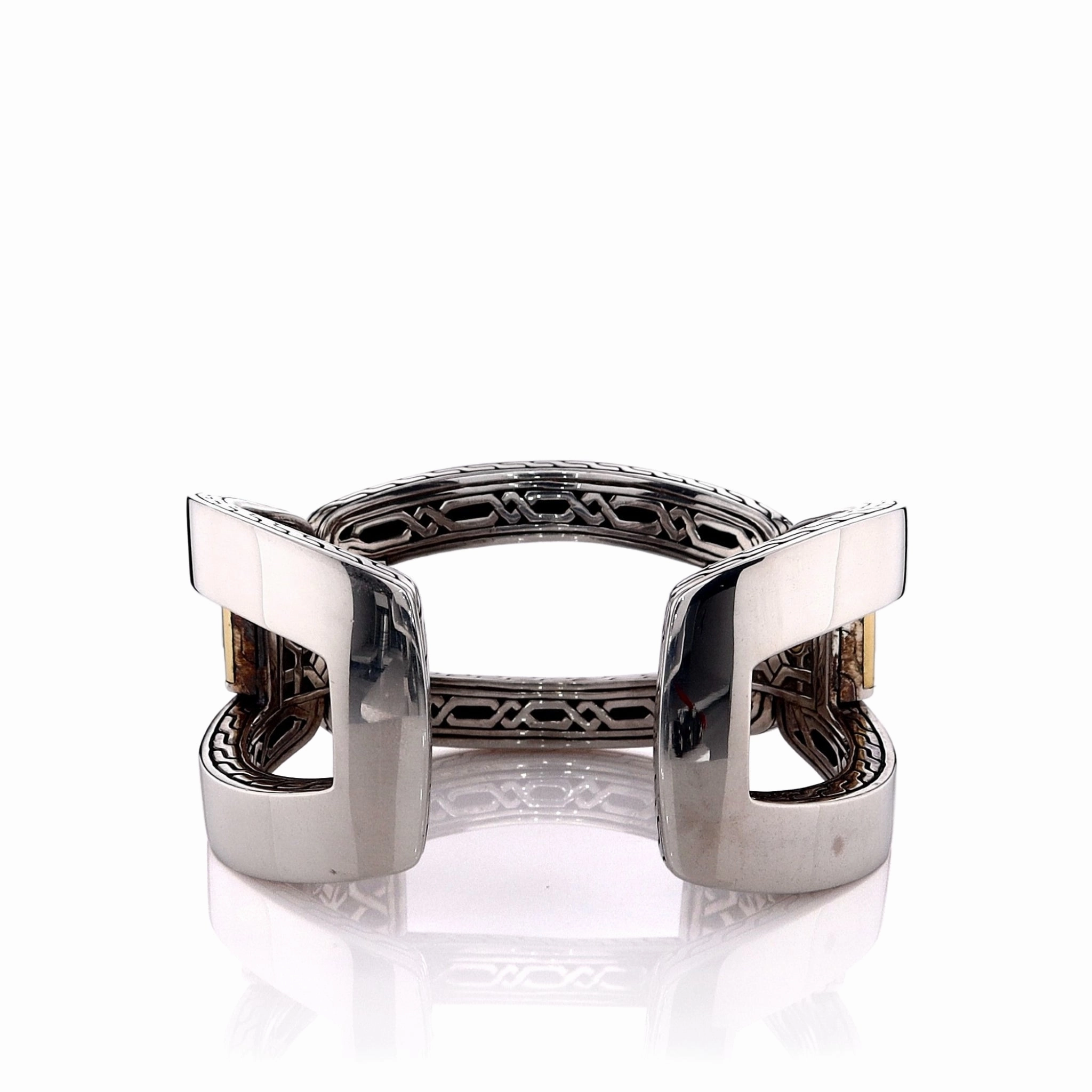 Estate John Hardy Two-Tone Classic Chain Design Hinged Cuff Bracelet