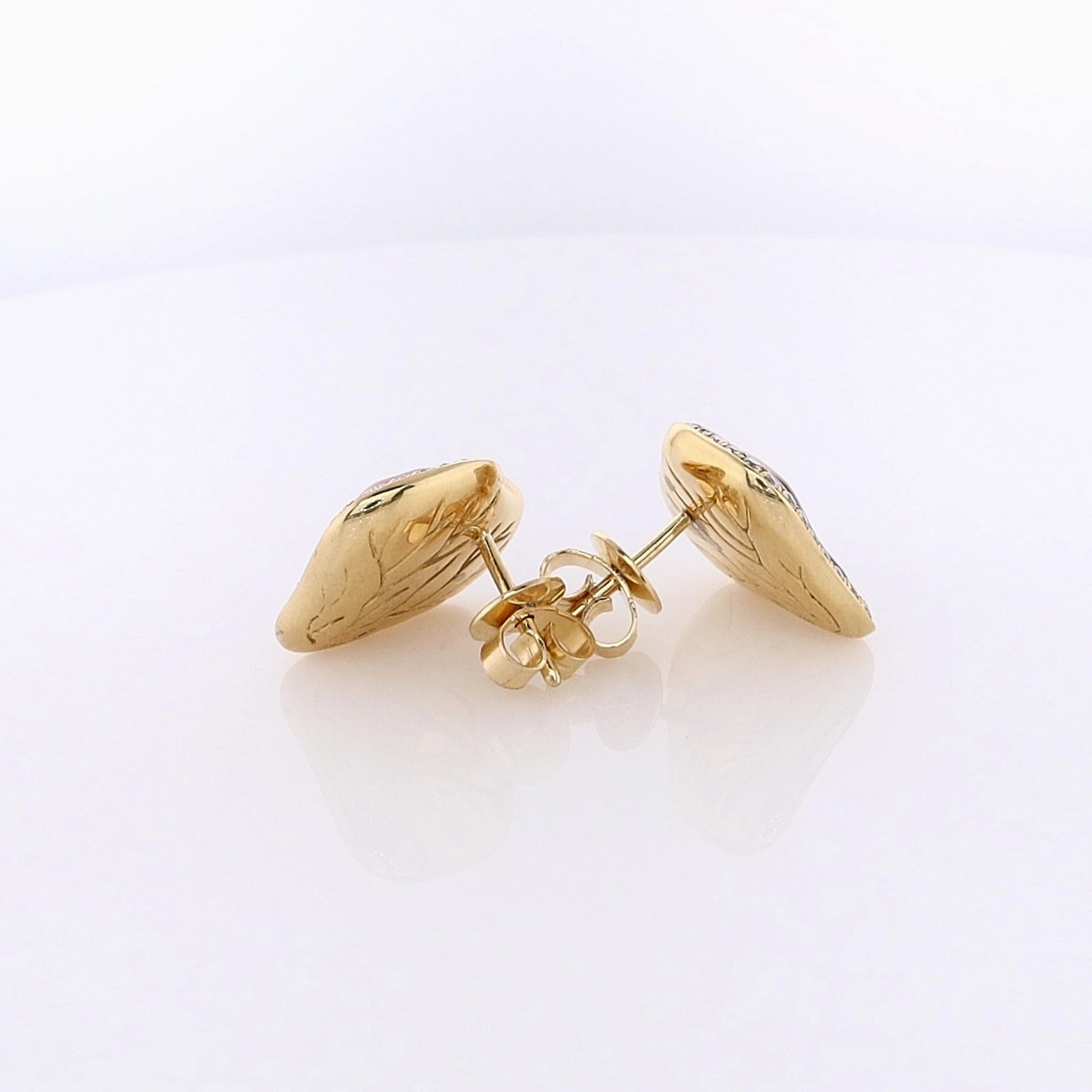 Estate K.JETTER 18 Karat Yellow Gold Fire Opal and Diamond Earrings
