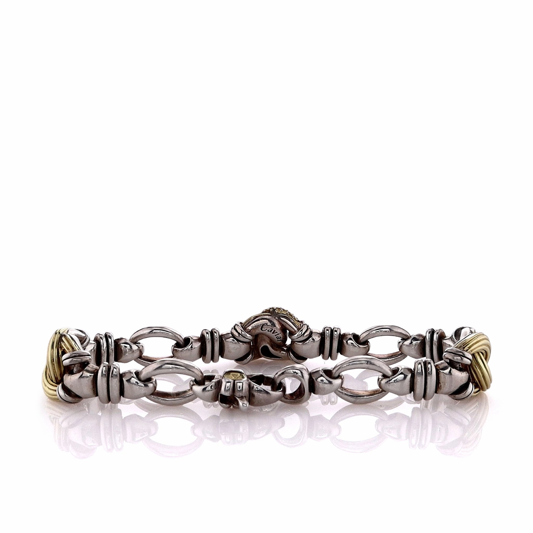 Estate Lagos Two-Tone 7" Knot Link Diamond Chain Bracelet