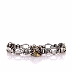 Estate Lagos Two-Tone 7" Knot Link Diamond Chain Bracelet