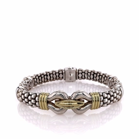 Estate Lagos Two-Tone Caviar Derby Collection Buckle Design Bracelet