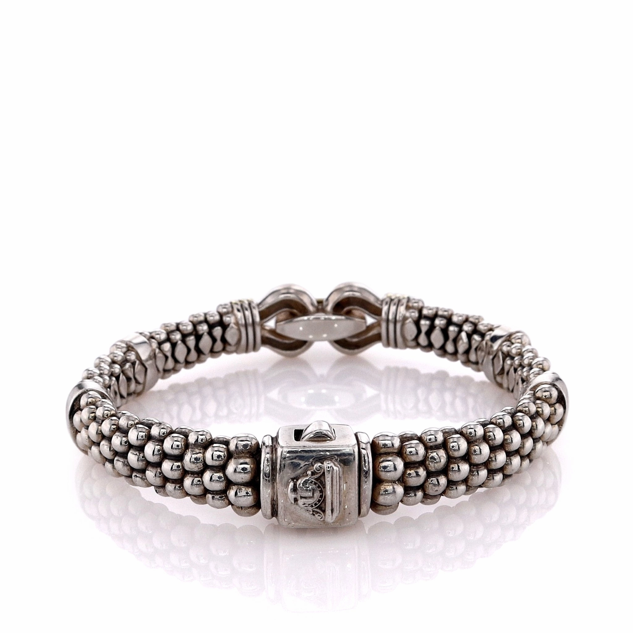 Estate Lagos Two-Tone Caviar Derby Collection Buckle Design Bracelet