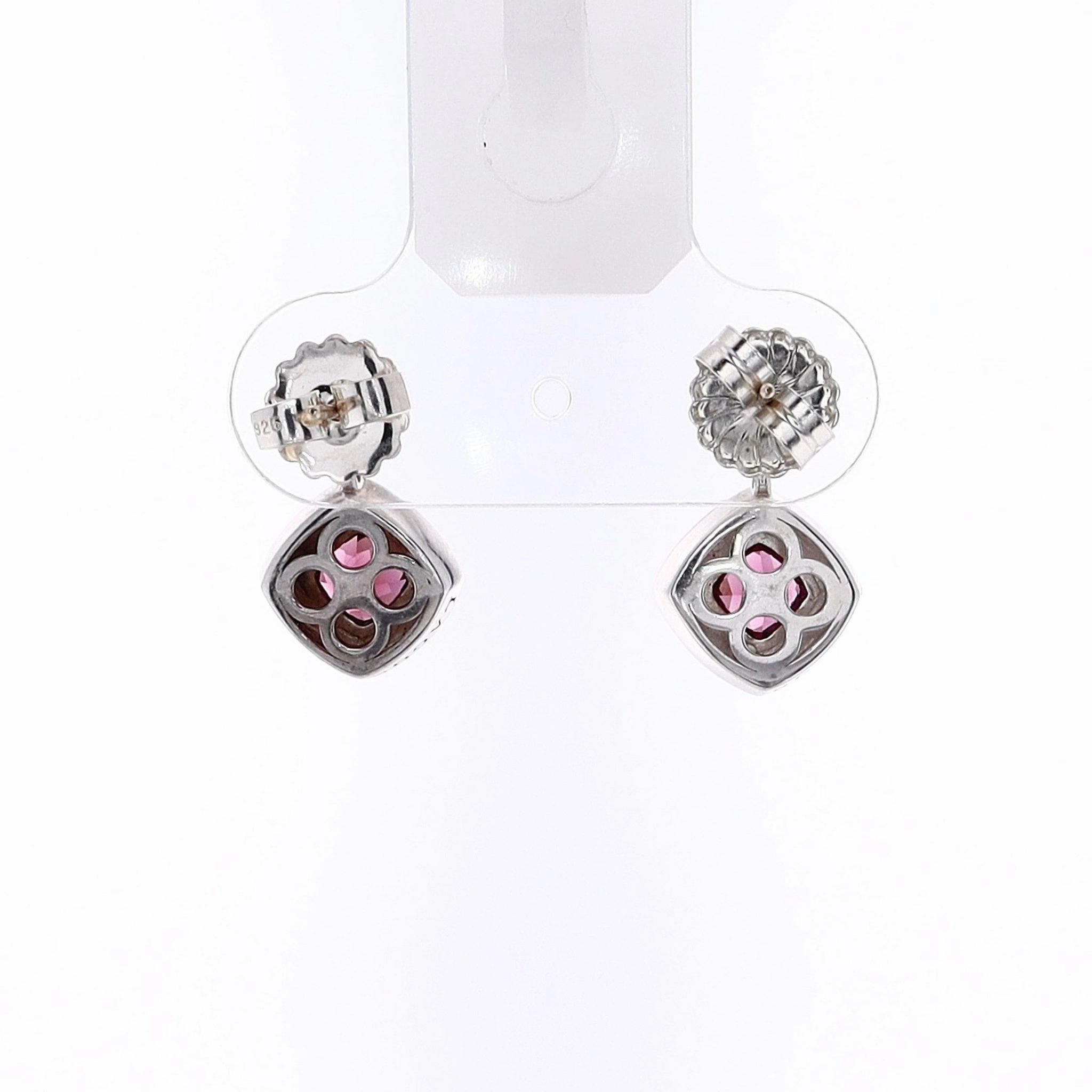 Estate Lagos Two-Tone Faceted Pink Rhodolite Garnet Drop Earrings