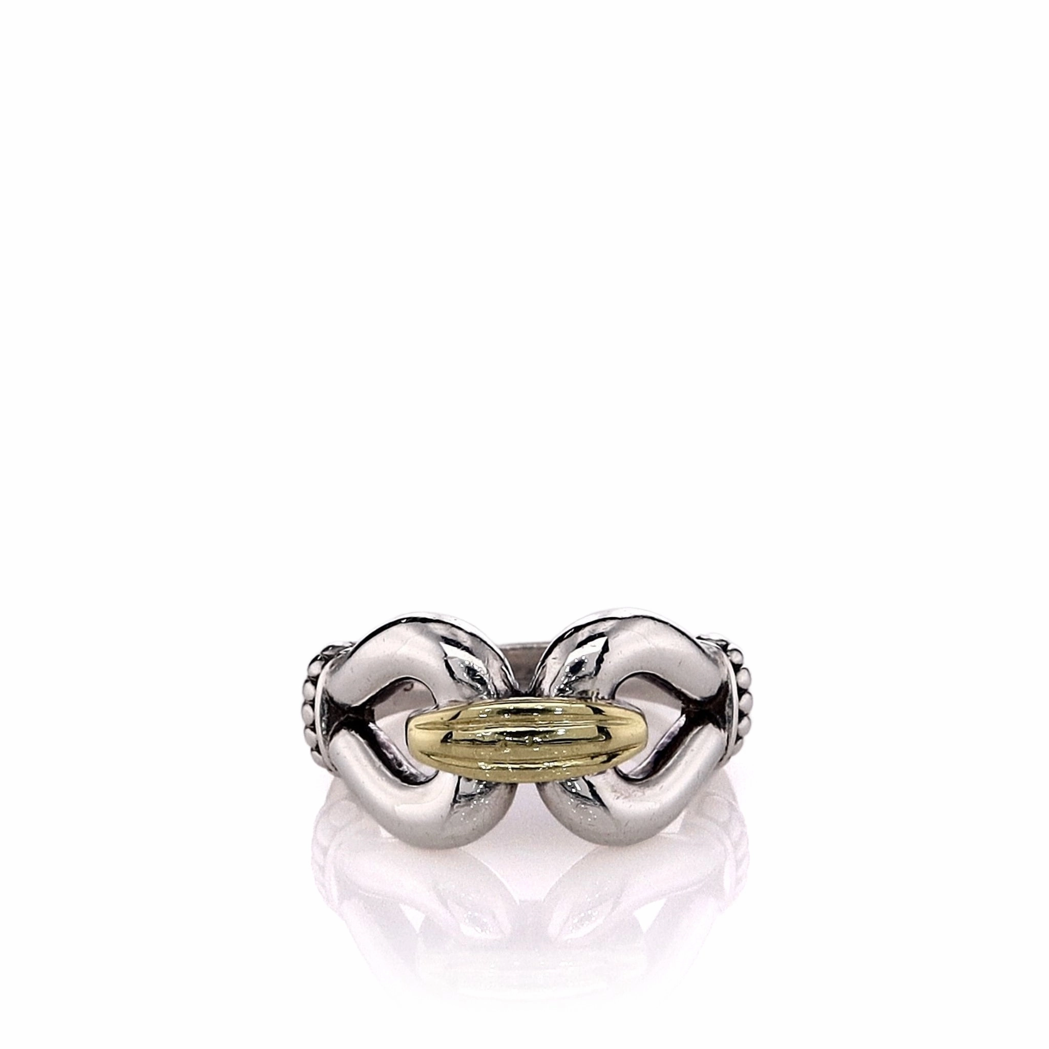 Estate Lagos Two-Tone Polished Derby Buckle Design Ring