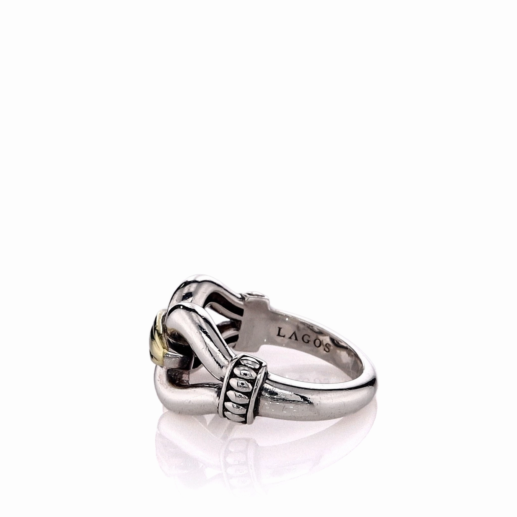 Estate Lagos Two-Tone Polished Derby Buckle Design Ring
