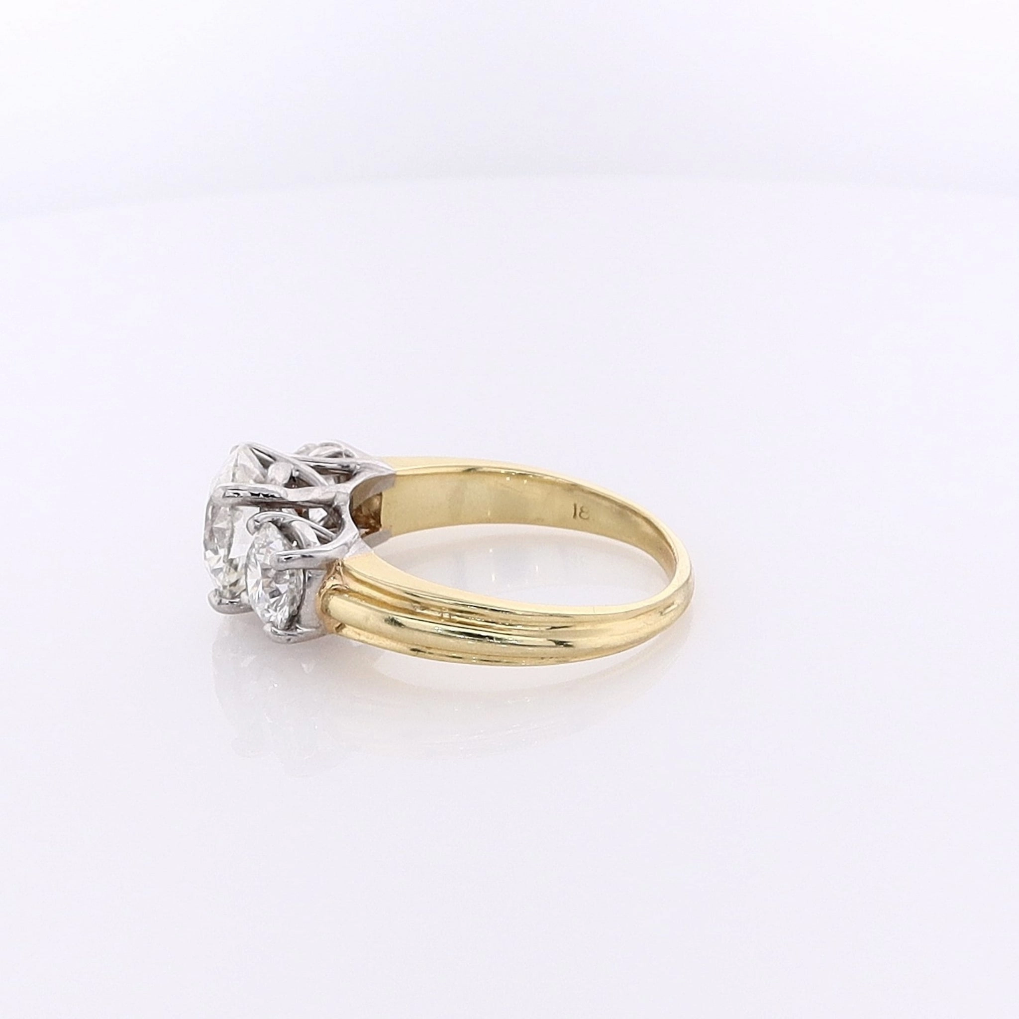 Estate Lazare 18 Karat Yellow Gold and Platinum Trellis Diamond Engagement Ring