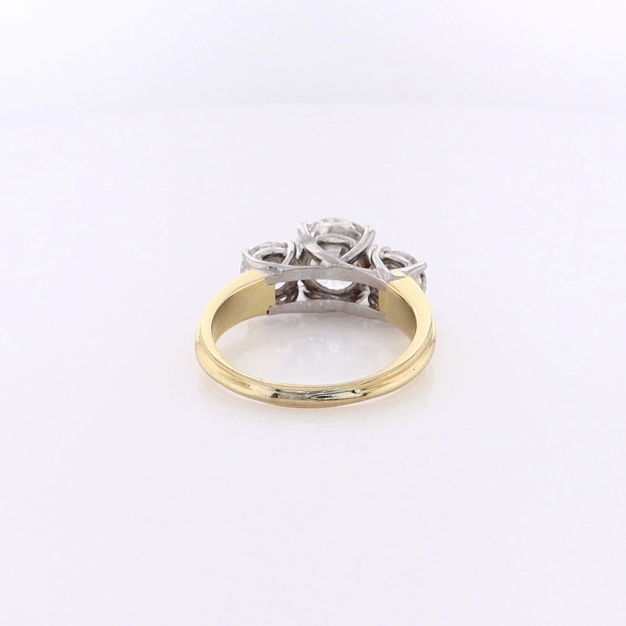 Estate Lazare 18 Karat Yellow Gold and Platinum Trellis Diamond Engagement Ring