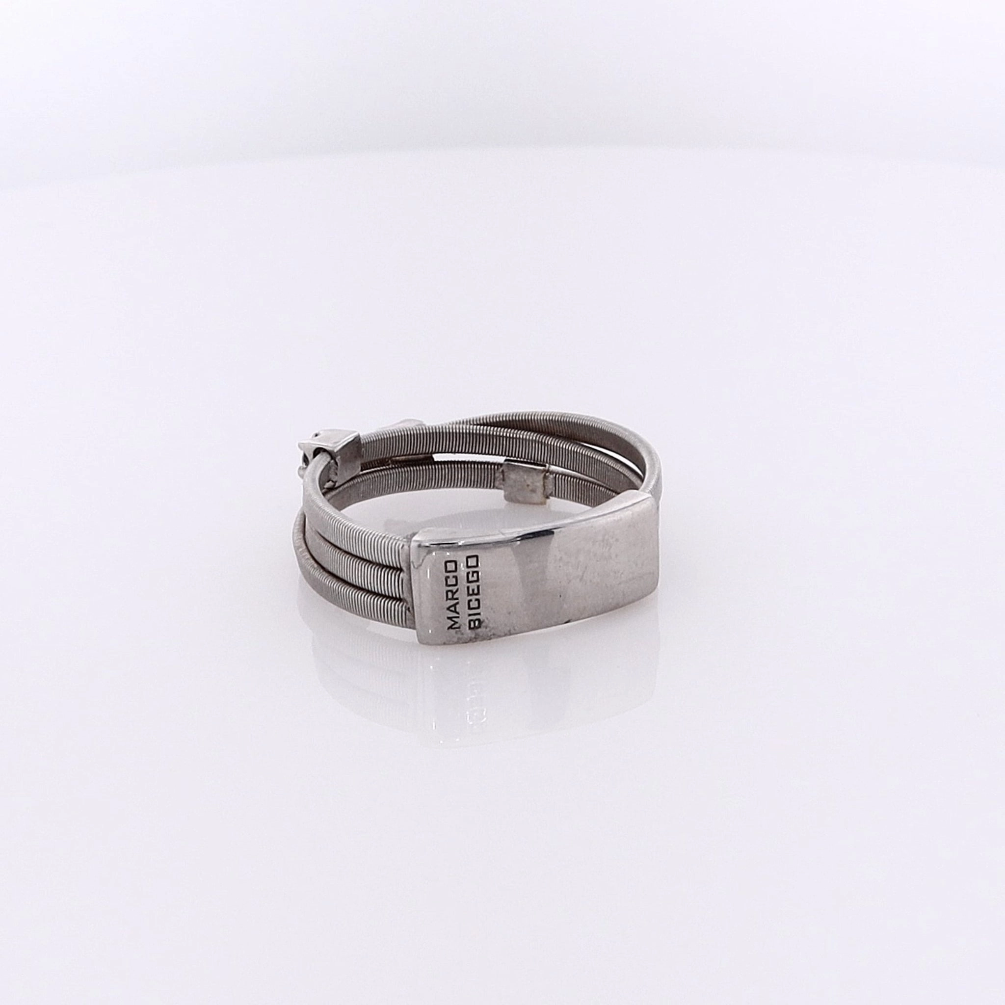 Estate Marco Bicego 18 Karat White Gold Triple Wire Crossover Diamond Ring