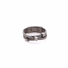 Estate Marco Bicego 18 Karat White Gold Triple Wire Crossover Diamond Ring