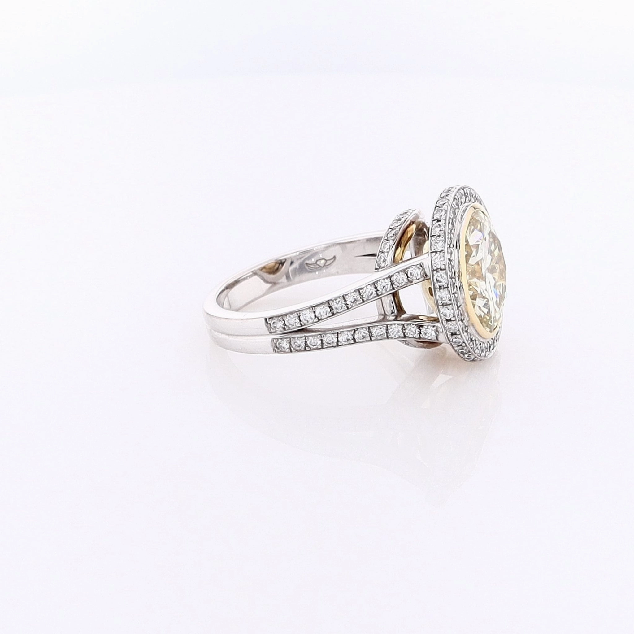 Estate Martin Flyer 18 Karat Two Tone Diamond Engagement Ring