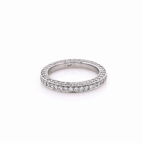 Estate Martin Flyer Platinum Eternity 3 Sided Diamond Milgrain Ring