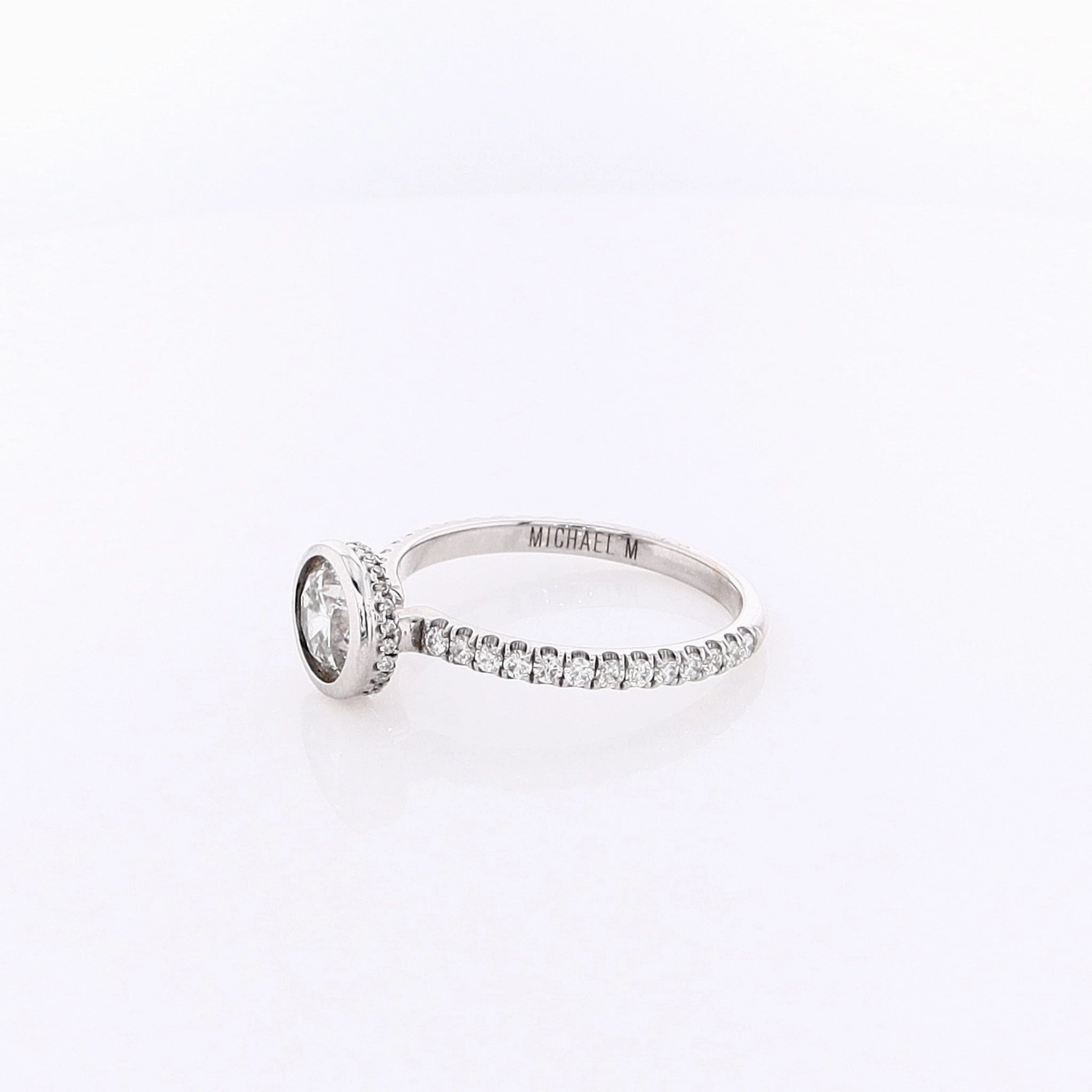 Estate Michael M 18 Karat White Gold Diamond Engagement Ring