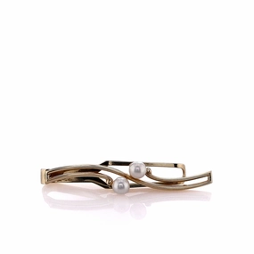 Estate Mikimoto 14k Yellow Gold 5.5mm - 6mm Akoya Pearl Tie Bar
