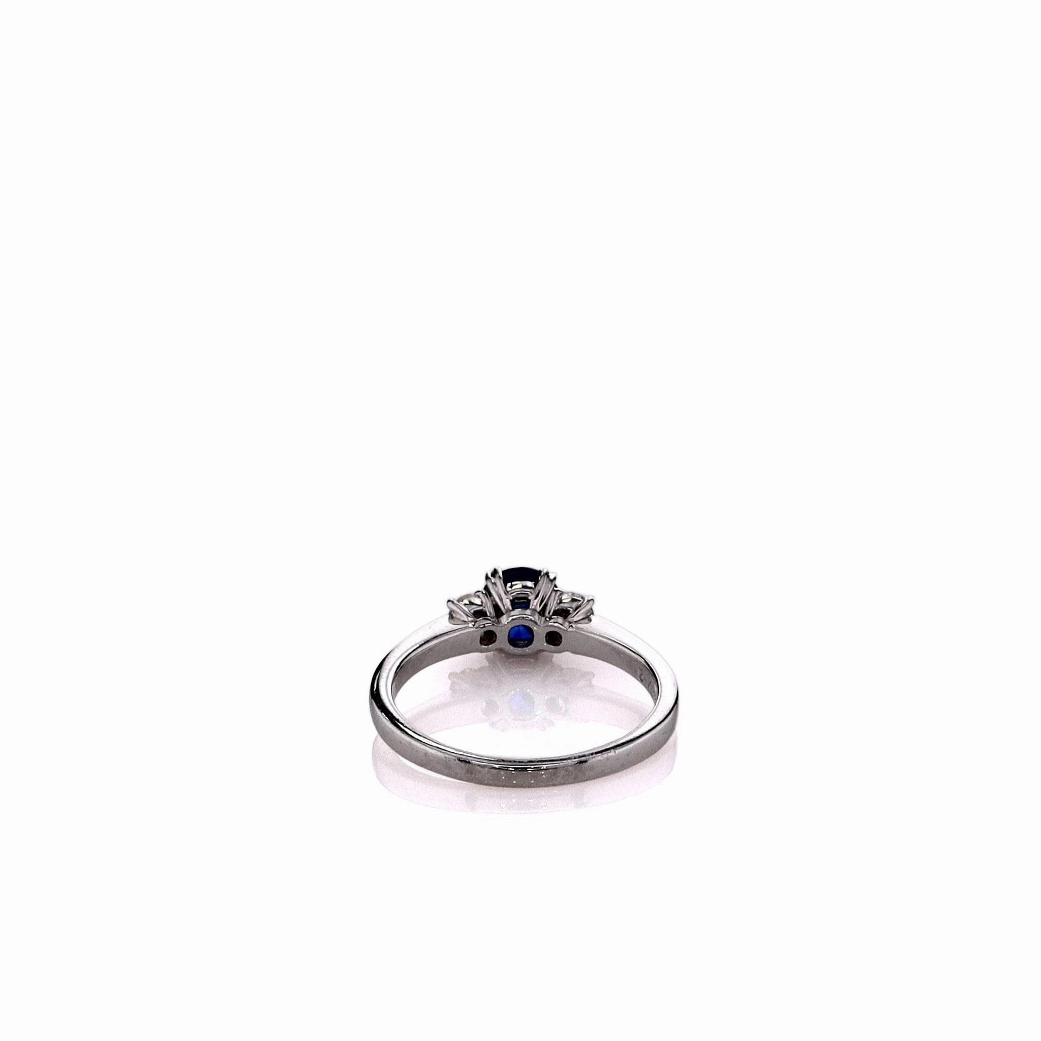 Estate Platinum 1.20ct Round Blue Sapphire and Diamond Ring