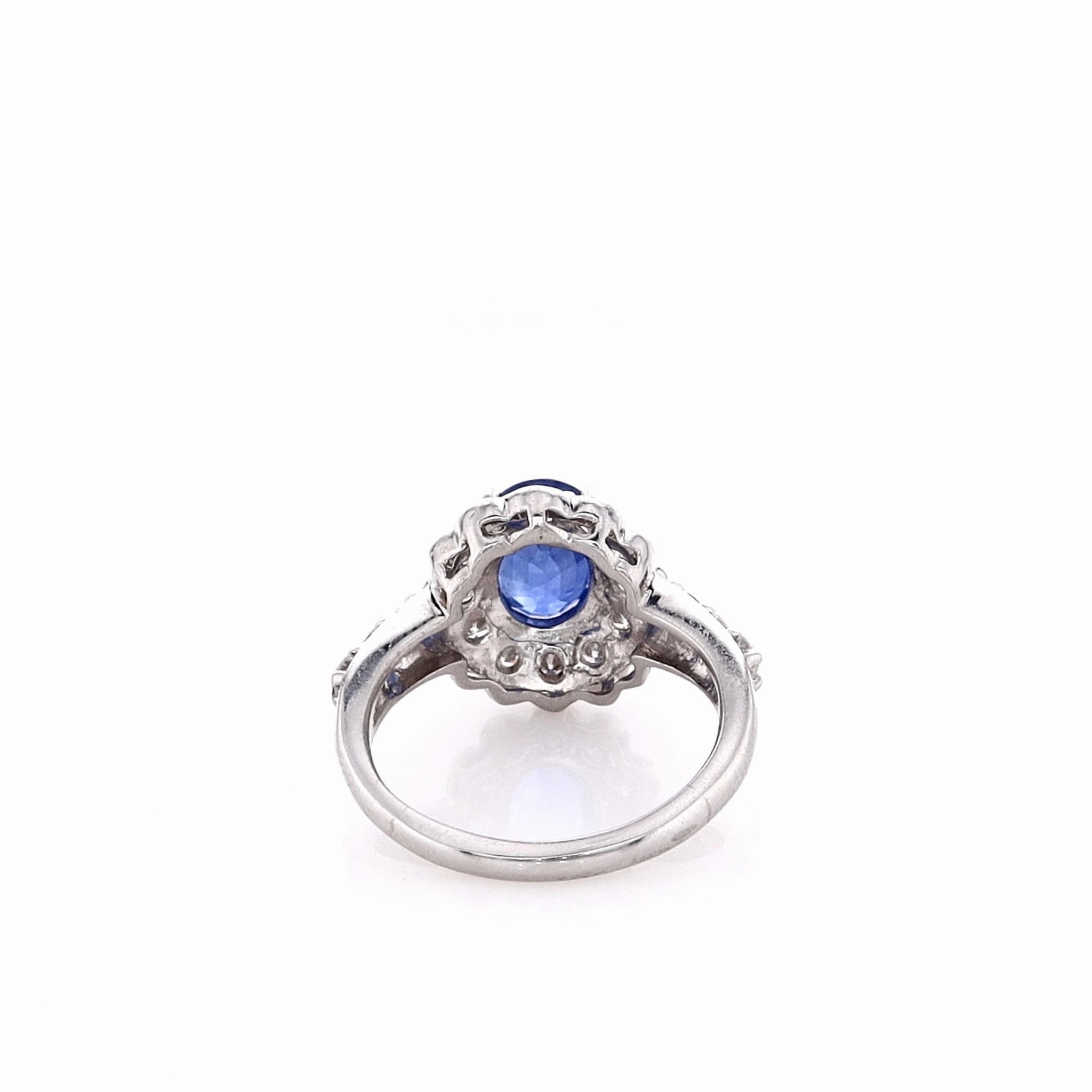 Estate Platinum 2.20ct Oval Sapphire and Diamond Halo Ring