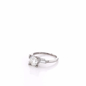 Estate Platinum 3 Across 0.90ct Transitional Round Brilliant Cut Diamond Engagement Ring