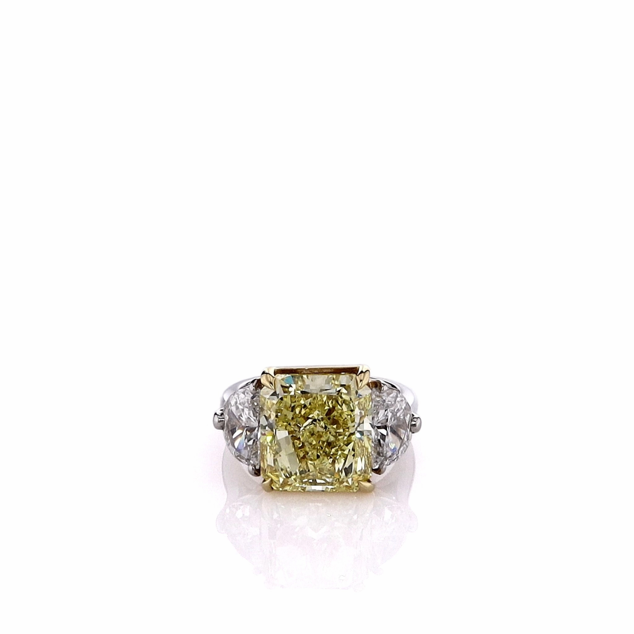 Estate Platinum 6.72ct Fancy Yellow Diamond Three Stone Ring With GIA Certification 2235151984