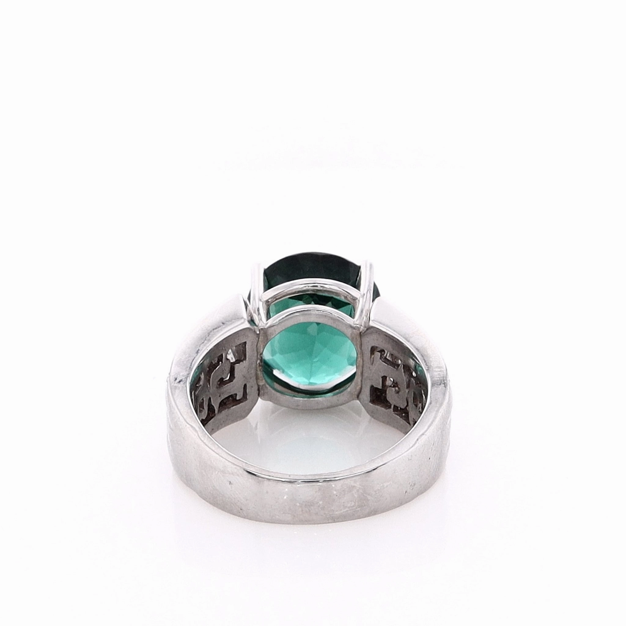 Estate Platinum 9.53ct Indicolite Tourmaline and Diamond Ring