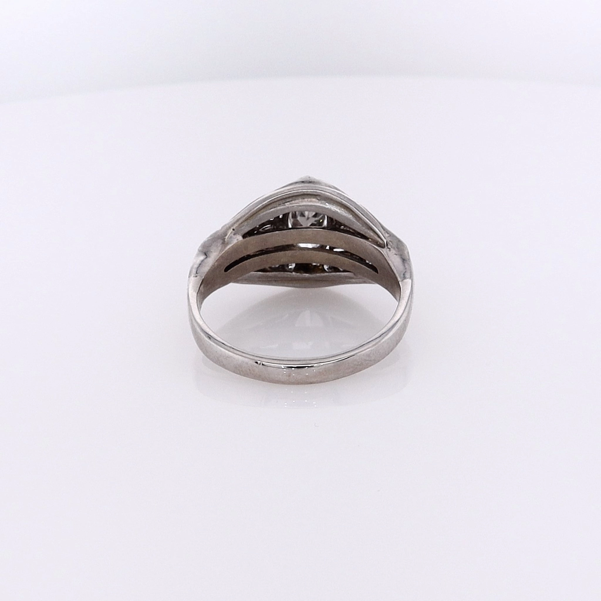 Estate Platinum and 14 Karat White Gold Diamond Ring