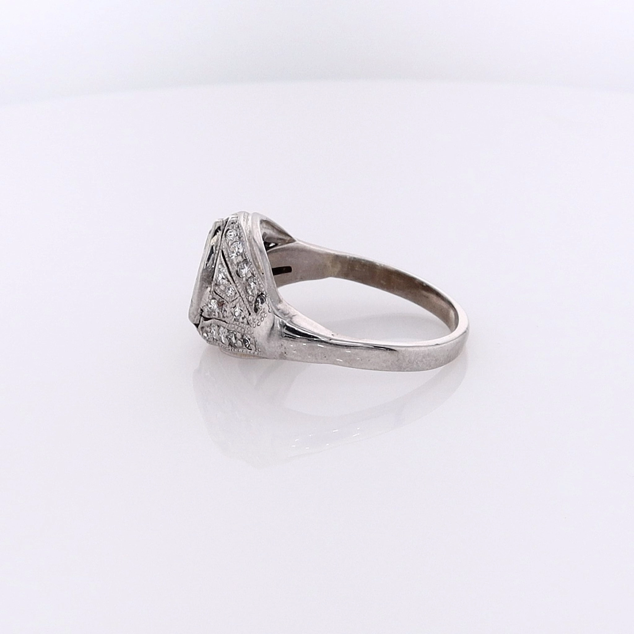Estate Platinum and 14 Karat White Gold Diamond Ring