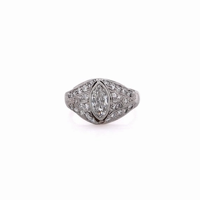 Estate Platinum and 14 Karat White Gold Diamond Ring