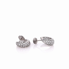 Estate Platinum and Diamond Curved Inside/Out Hoop Earrings
