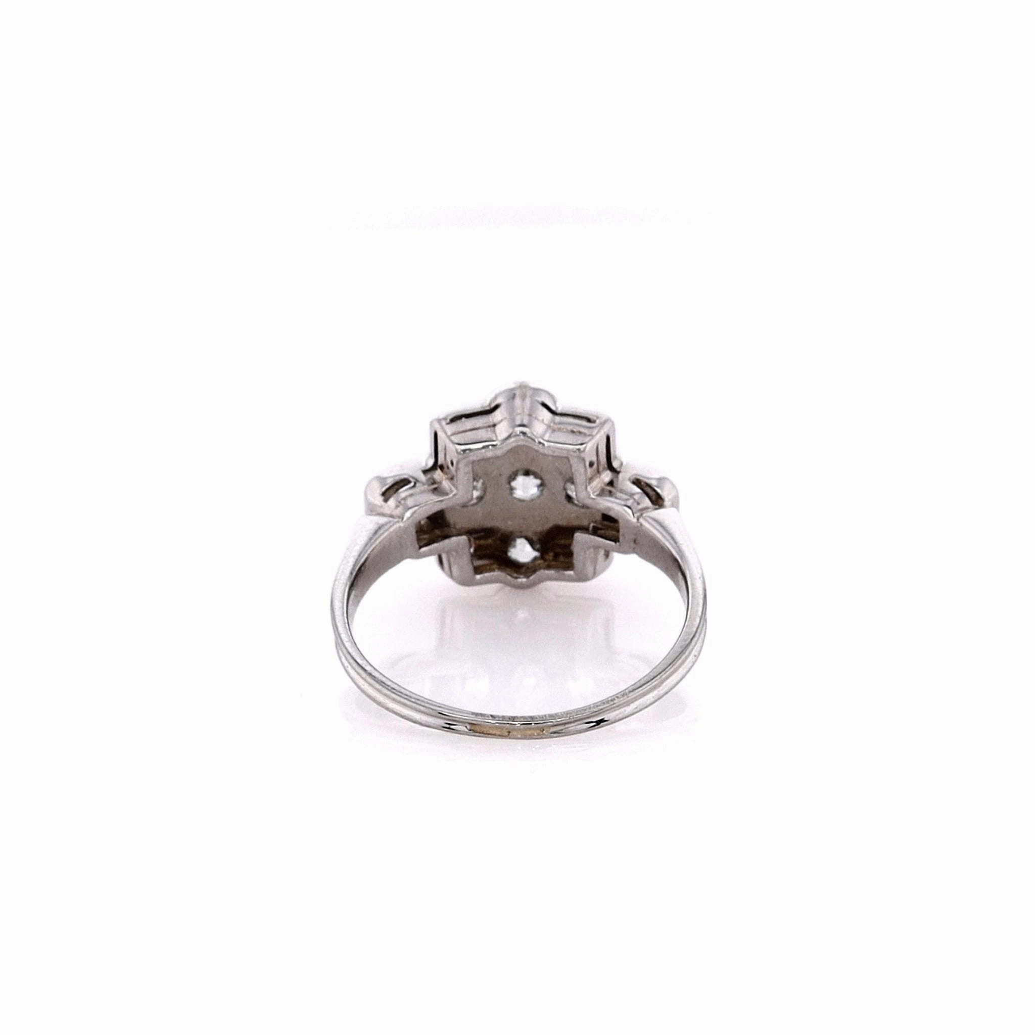 Estate Platinum and Old European Cut Diamonds 2 Bezel 7 Prong Set Ring