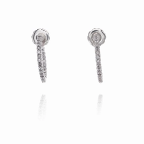 Estate Platinum and Sterling Silver Inside Out Hoop Earrings