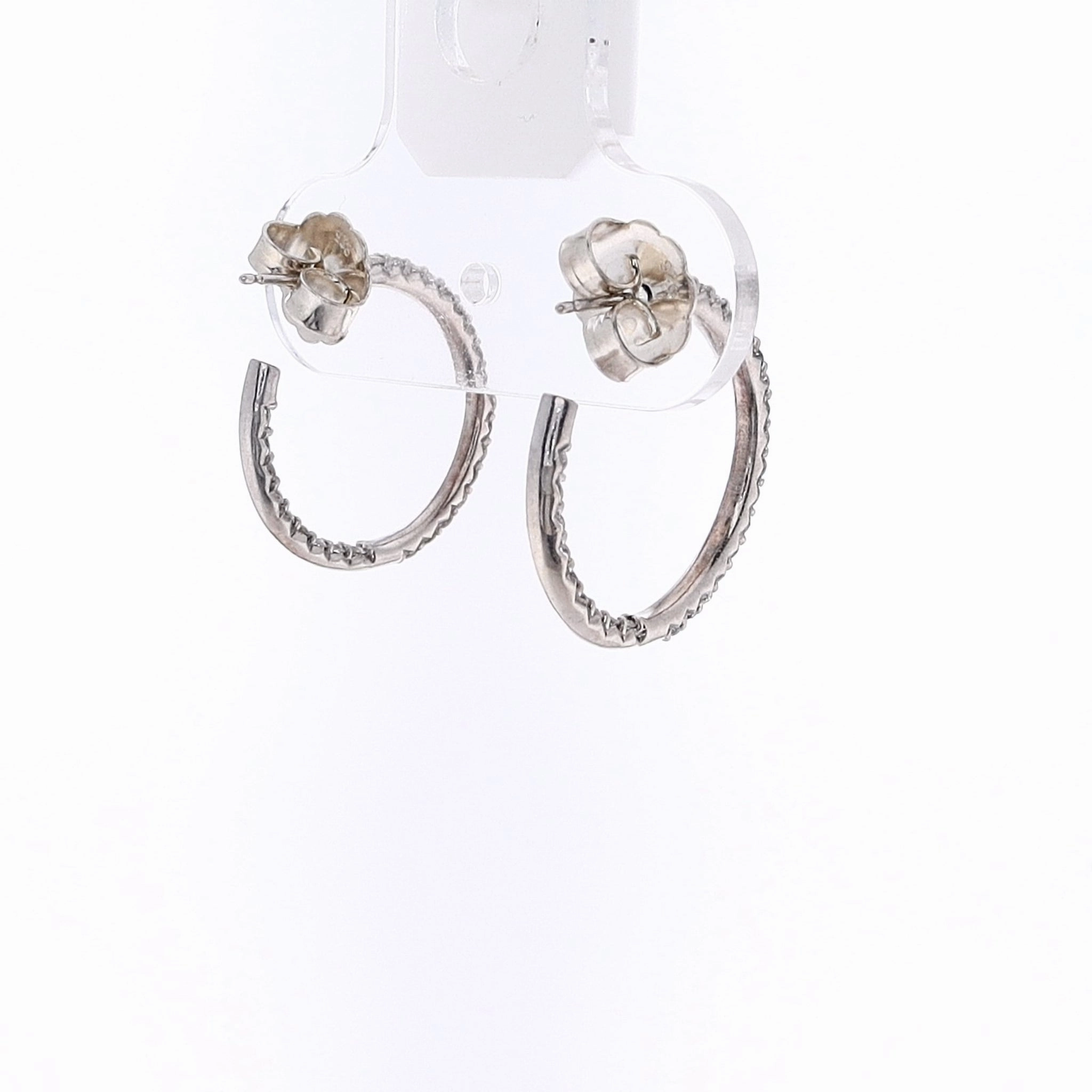 Estate Platinum and Sterling Silver Inside Out Hoop Earrings