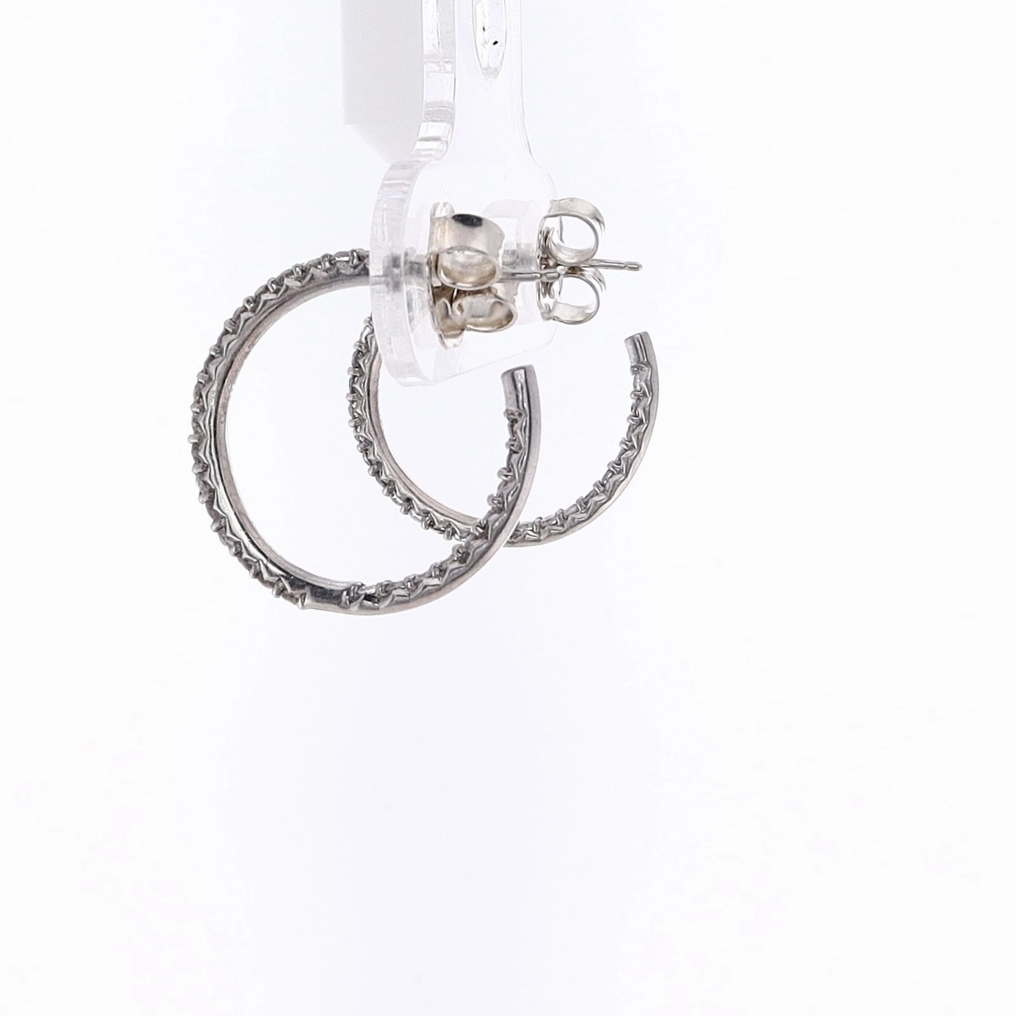 Estate Platinum and Sterling Silver Inside Out Hoop Earrings