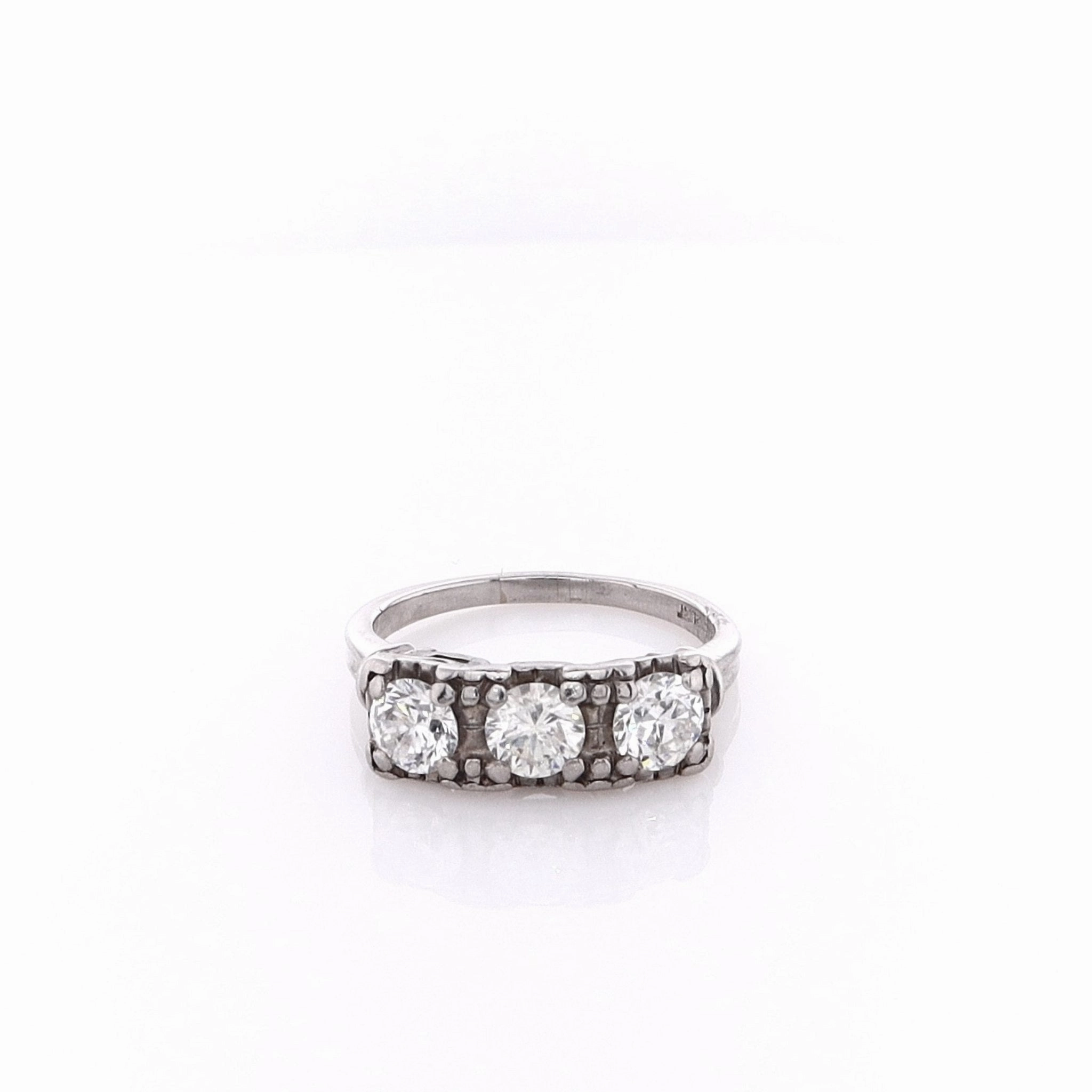 Estate Platinum Box Head Design Ring