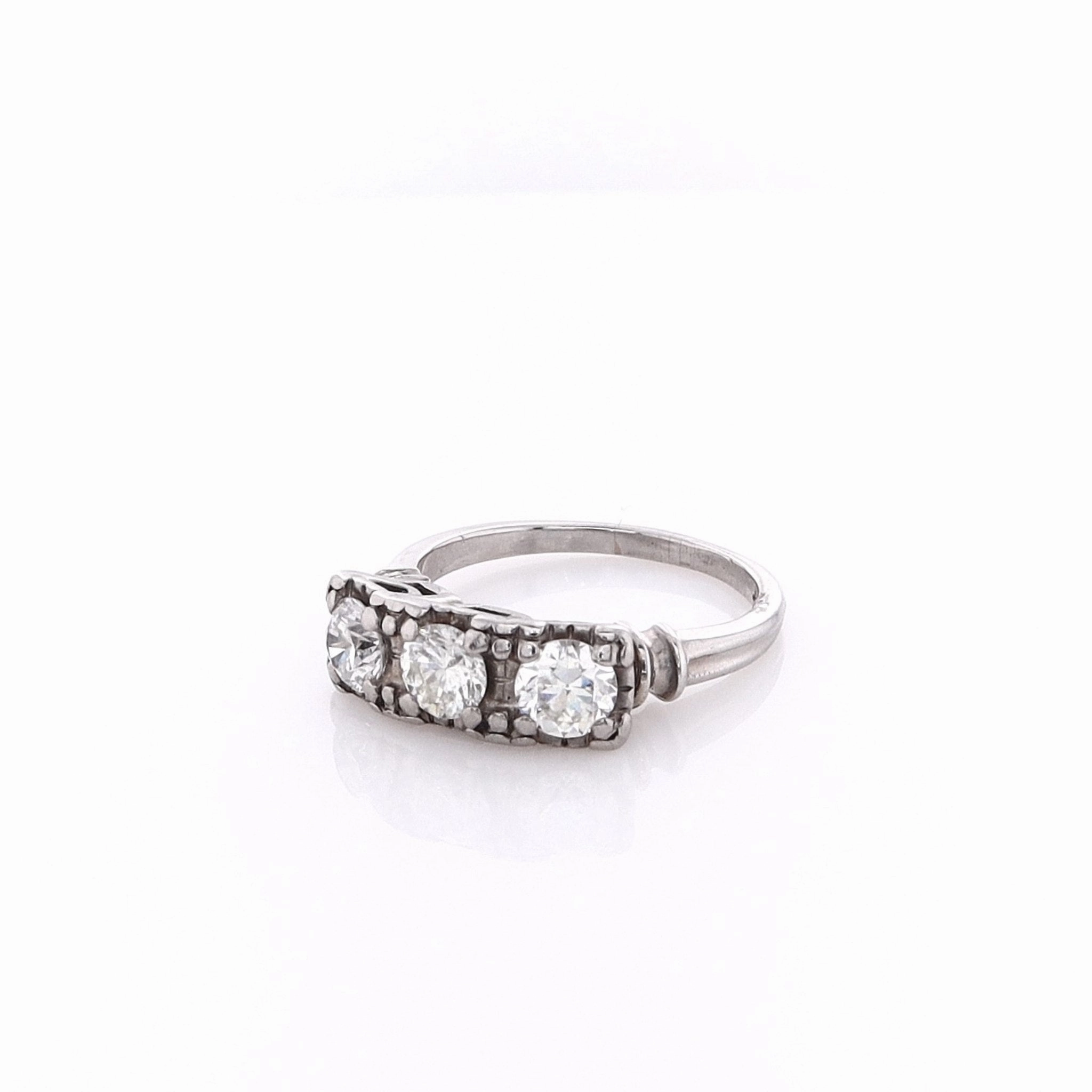 Estate Platinum Box Head Design Ring