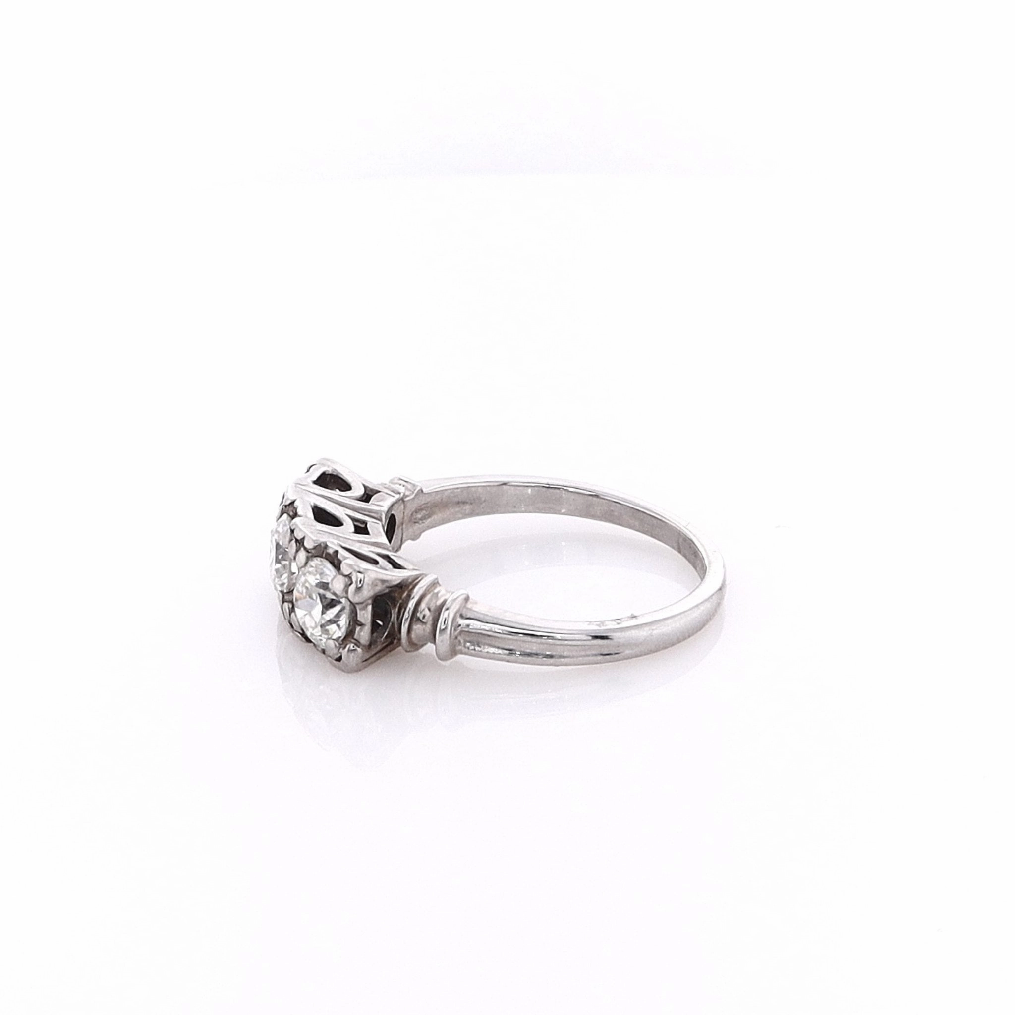Estate Platinum Box Head Design Ring