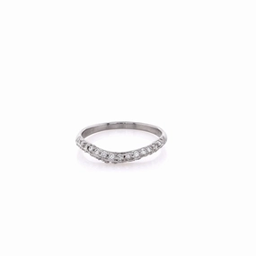 Estate Platinum Curved Knife Edge 2 Row Diamond Wedding Band