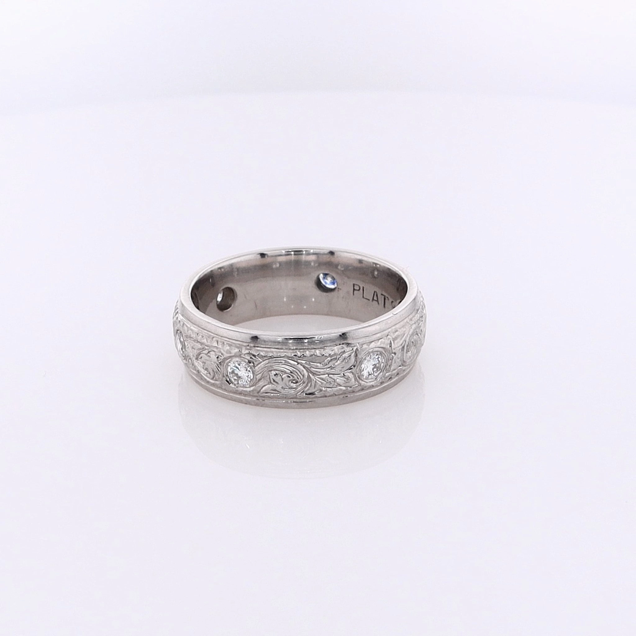 Estate Platinum Drill Set Diamond Wedding Band