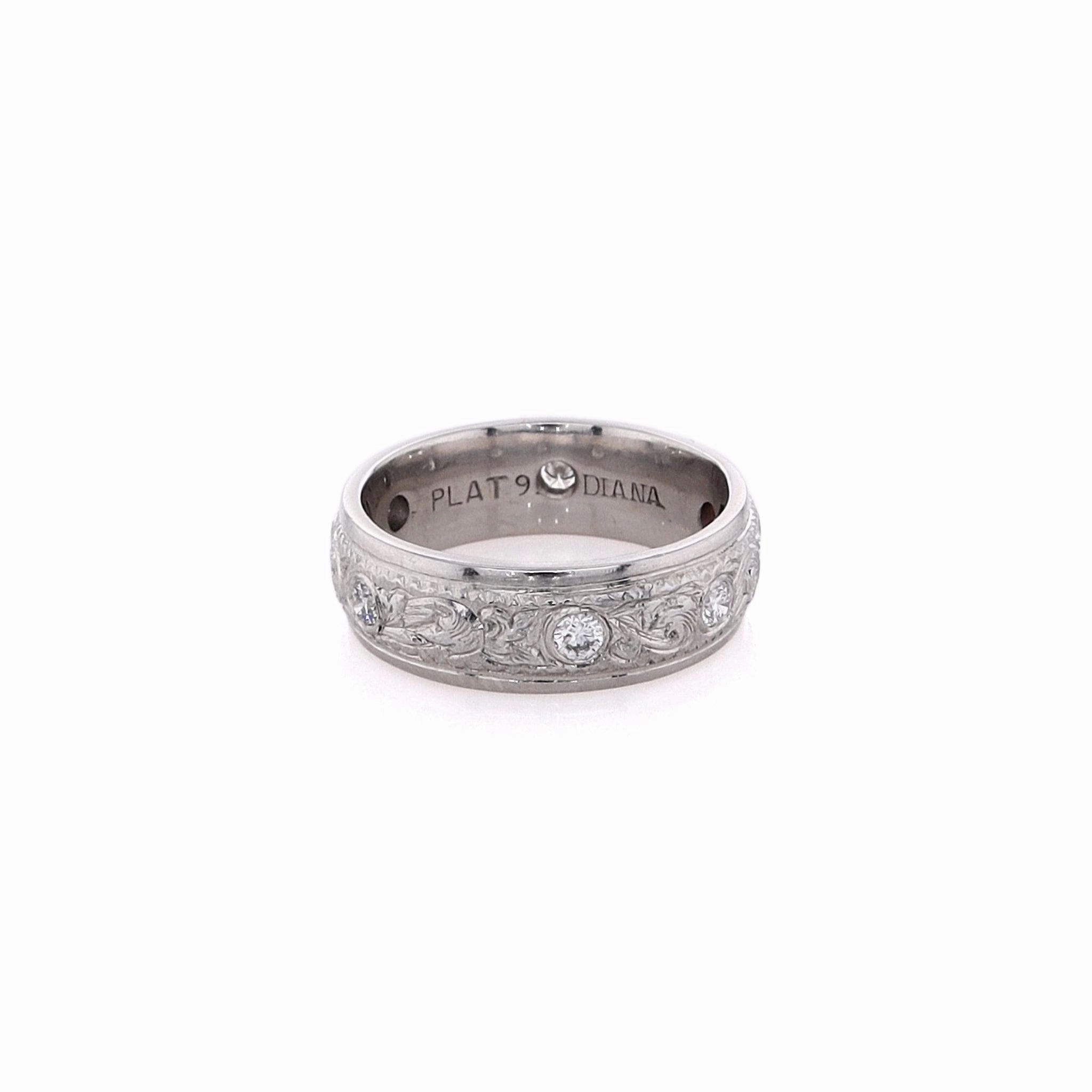 Estate Platinum Drill Set Diamond Wedding Band