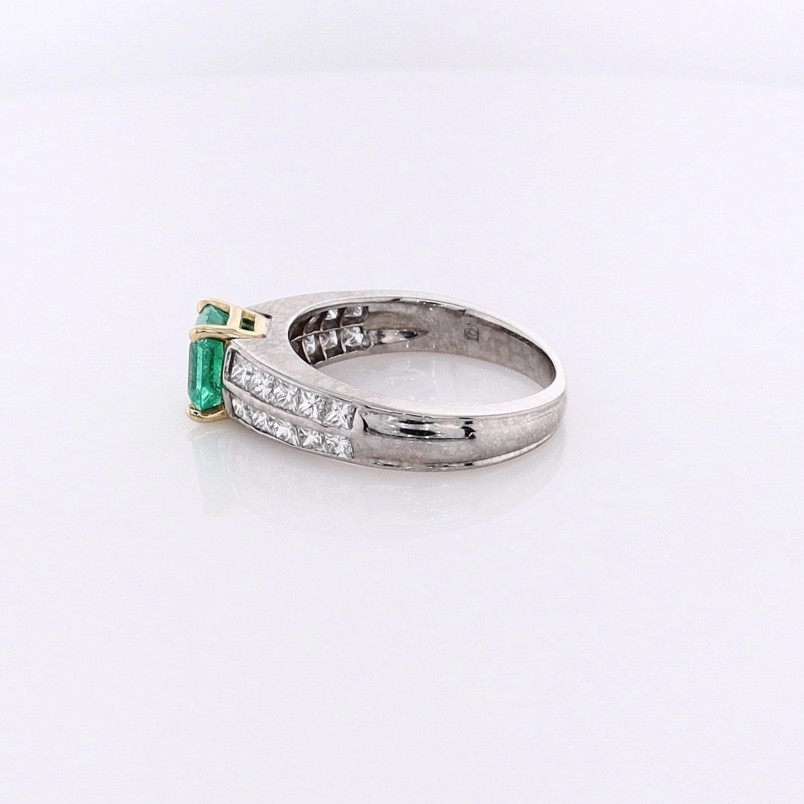 Estate Platinum Emerald and Diamond Ring