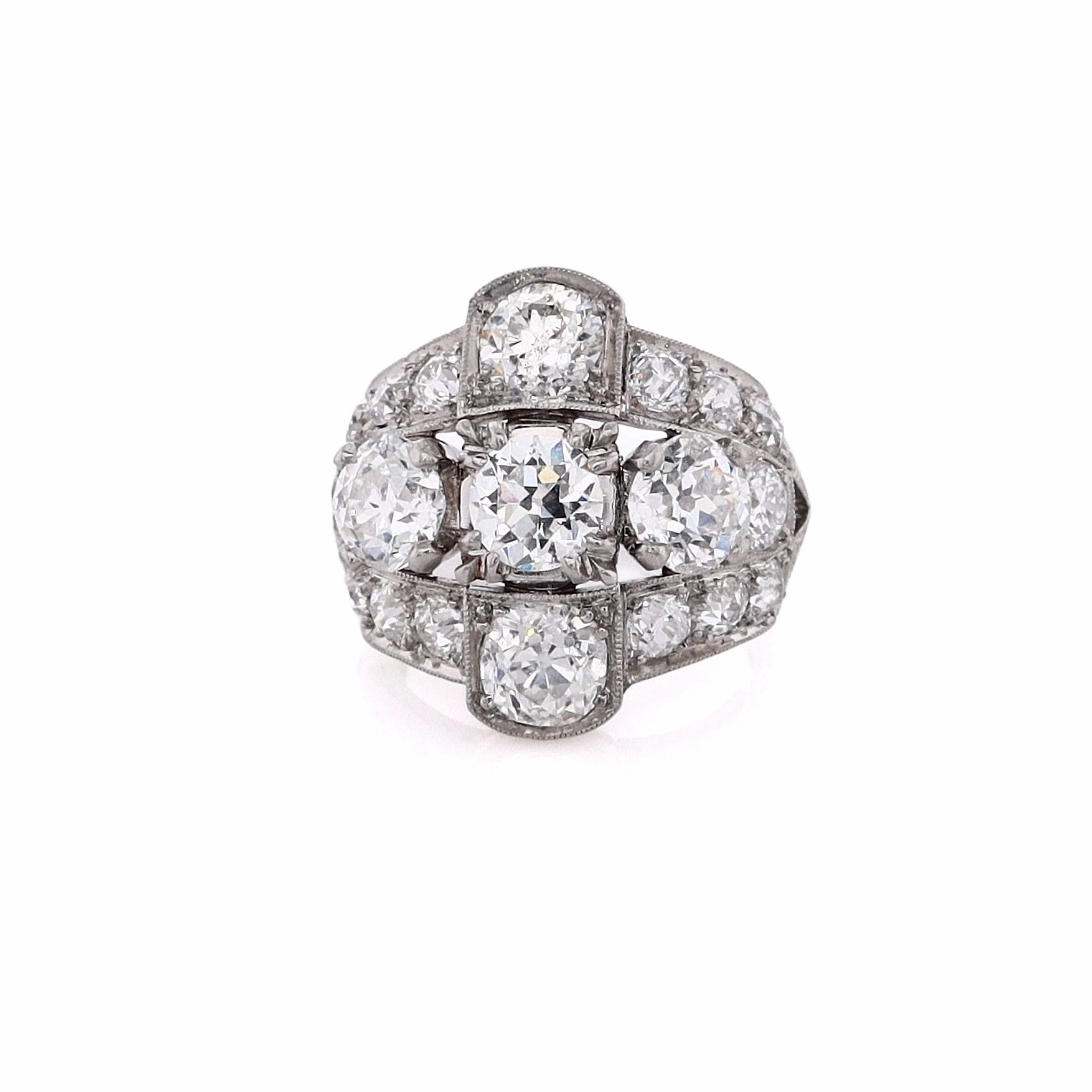 Estate Platinum Milgrain and Old European Diamond Ring