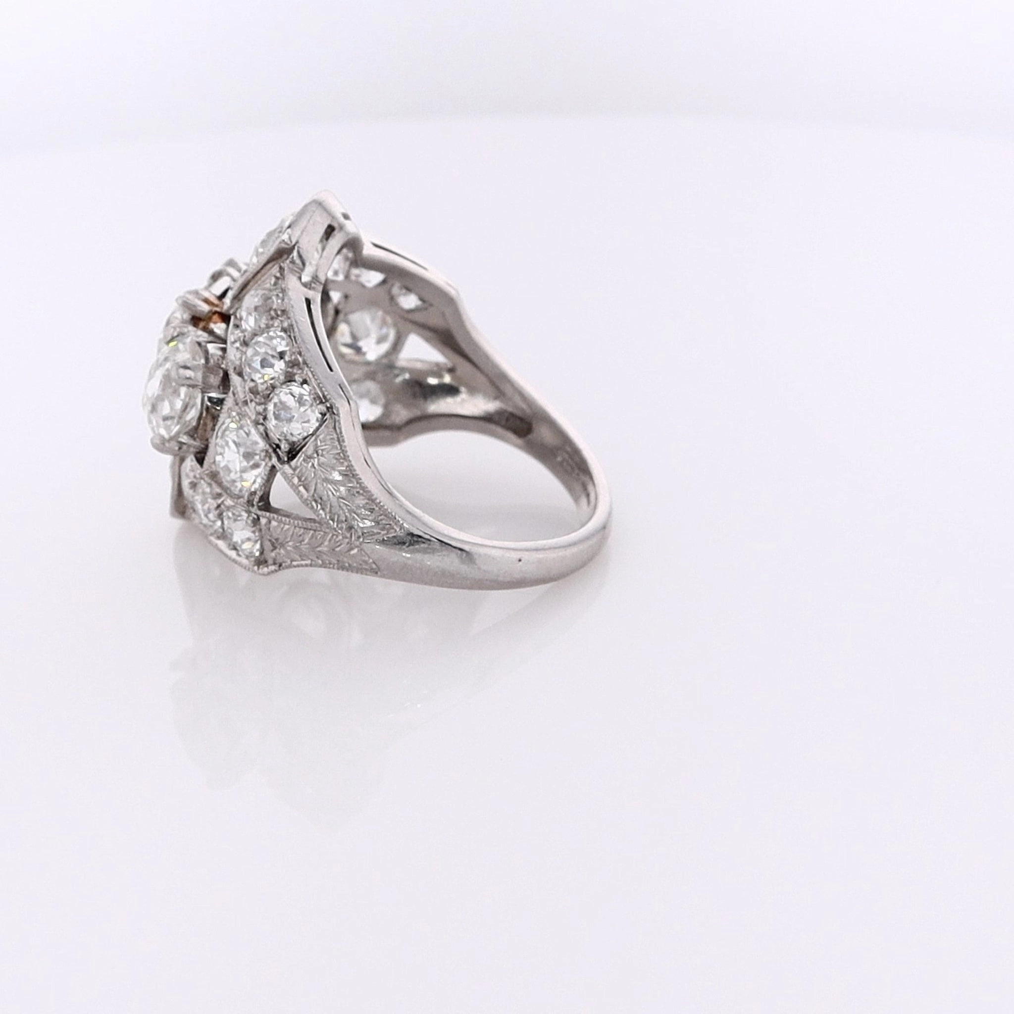 Estate Platinum Milgrain and Old European Diamond Ring