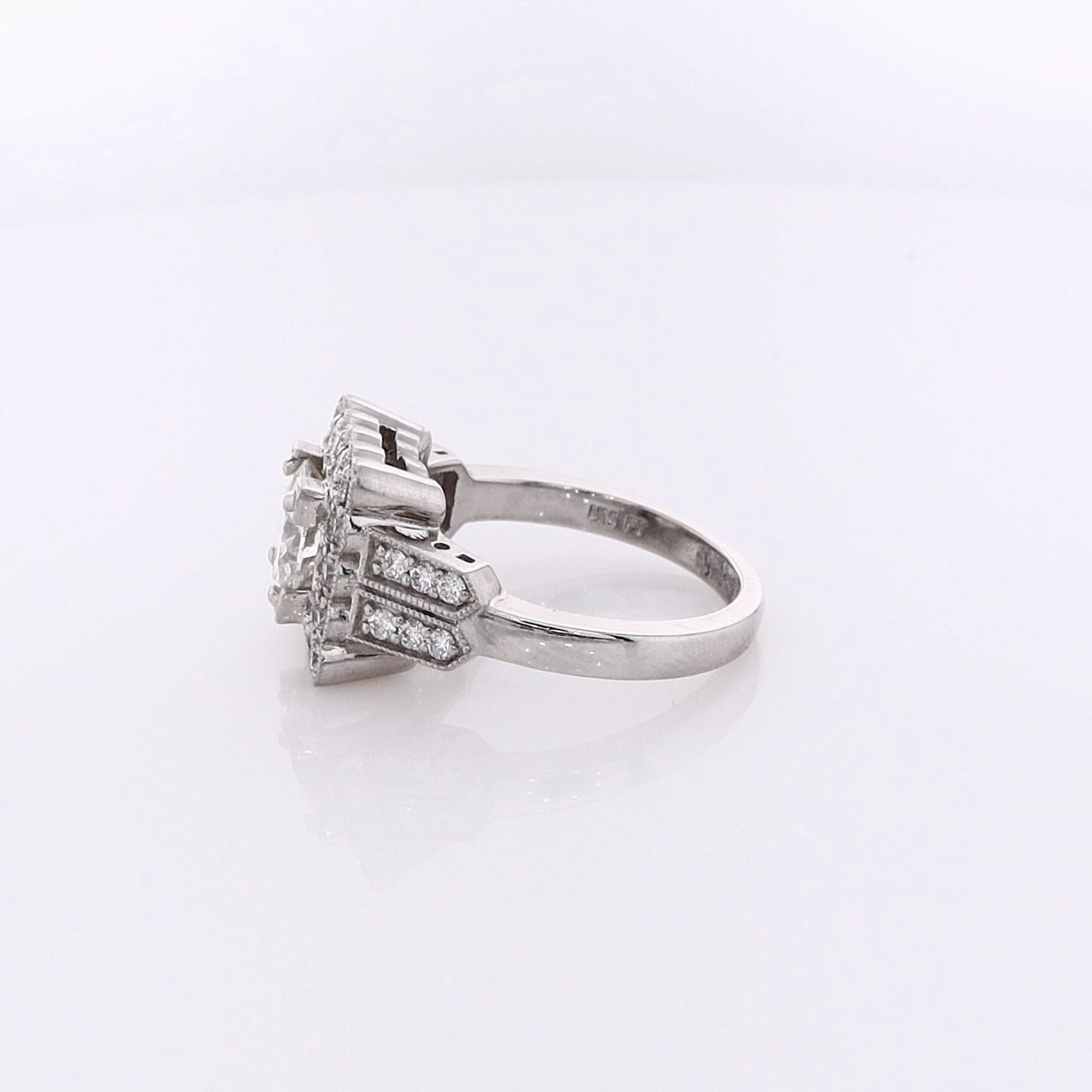 Estate Platinum Milgrain Diamond Engagement Ring